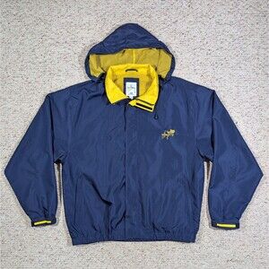 Guy Harvey Jacket Bluewater Windbreaker Mens XL Blue/Yellow Hooded Vented Marlin